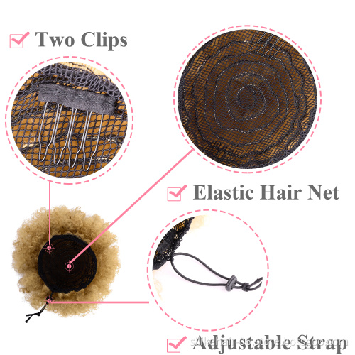 Kinky Curly Synthetic Hair Updo Chignon Bun Hair Piece  Afro Kinky chignon hair pieces bun 8inch Afro Puff Drawstring Ponytail